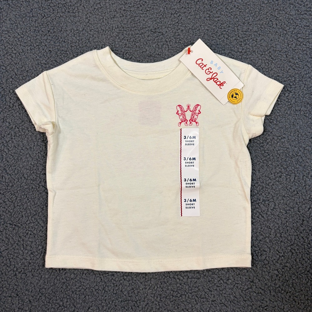 Cat & Jack T-Shirt Unisex 3-6M Cream Hotdog Sun's Out Bun's Out Graphic Tee